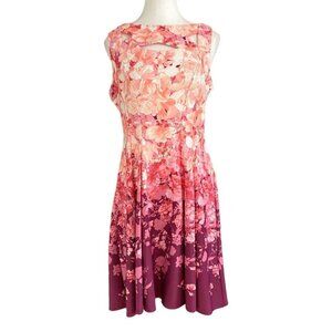 GABBY SKYE PINK PLUM  CUT OUT FLORAL SLEEVELESS FIT & FLARE A-LINE RETRO DRESS